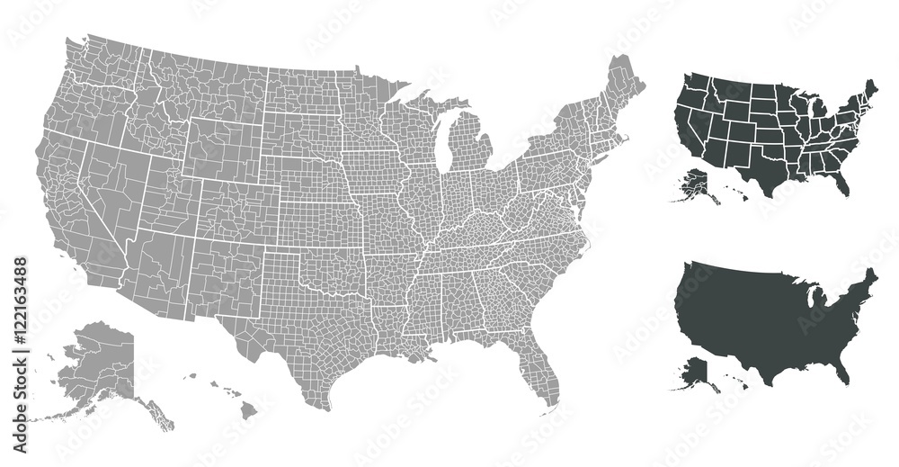Fototapeta premium Mapa Stanów Zjednoczonych Ameryki