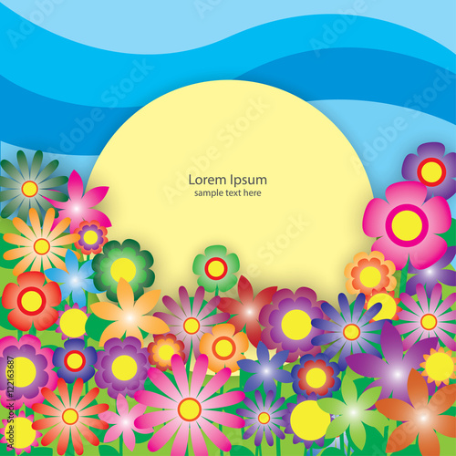 Colorful flower celebration greeting card graphic design