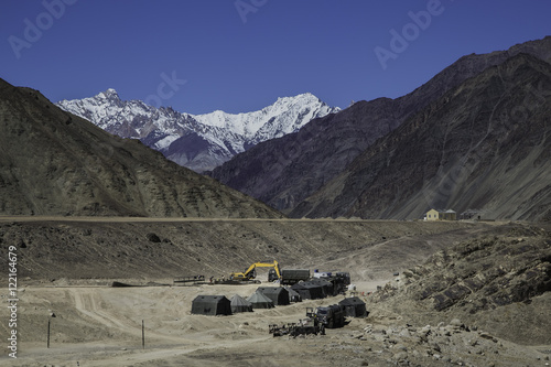 Construction site with mountain background at India