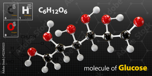 Photos Glucose molecule, ball and stick model. Glucopyranose.