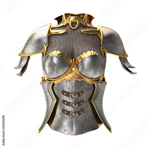 woman armor 3d illustration isolated on white background