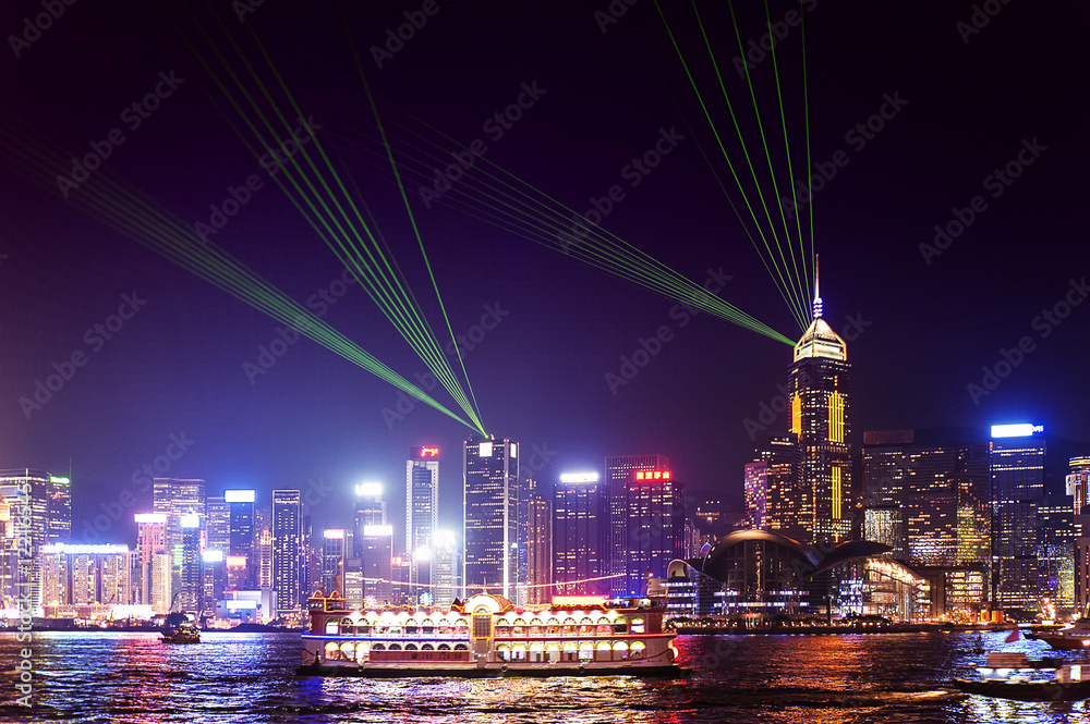 Naklejka premium Hong Kong city : Night time.