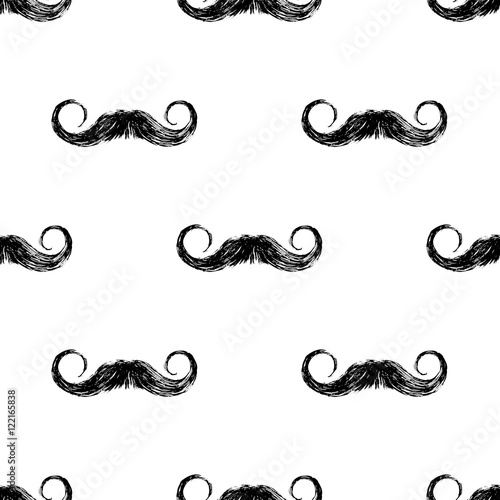 Hand drawn seamless with mustaches