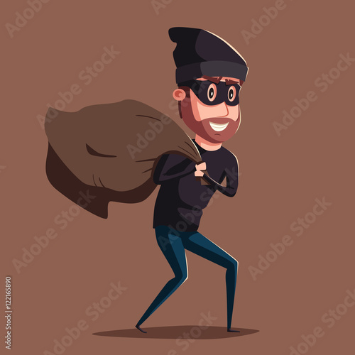 Cute thief character. Vector cartoon illustration