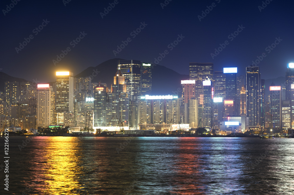 Hong Kong city night time.