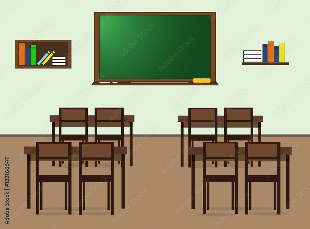 School classroom. Vector flat illustration