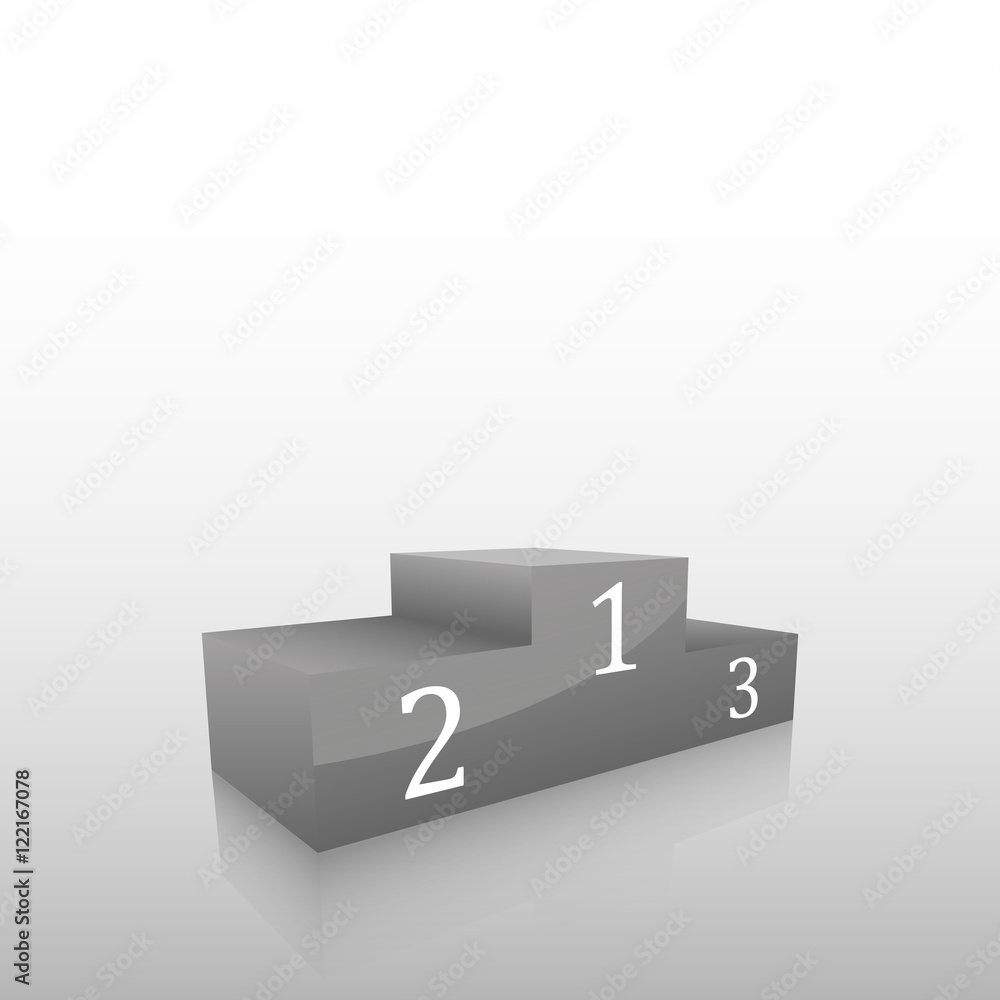 Gray empty winners podium with first, second and third places. Vector illustration. 3d. Gray empty winners podium with first, second and third places. Vector illustration. 3d.