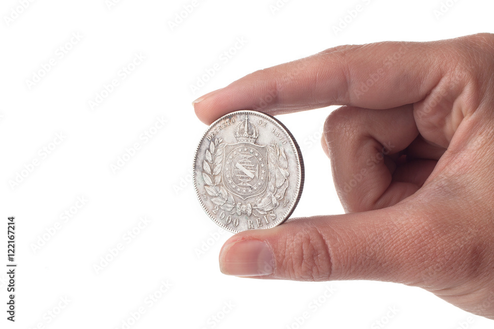 American old coin isolated on white background American old coin isolated on white background