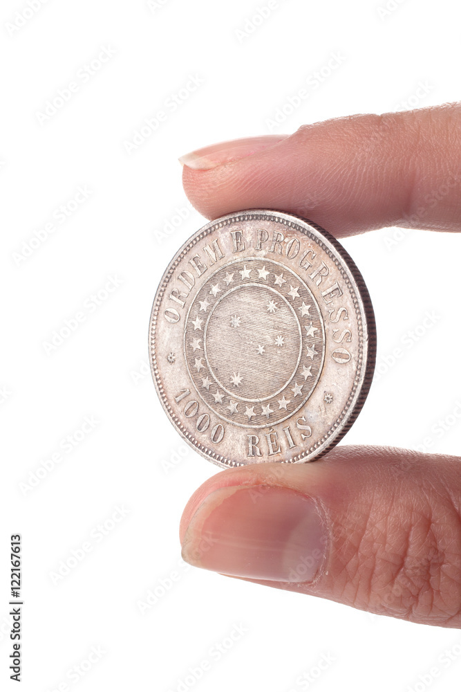 American old coin isolated on white background