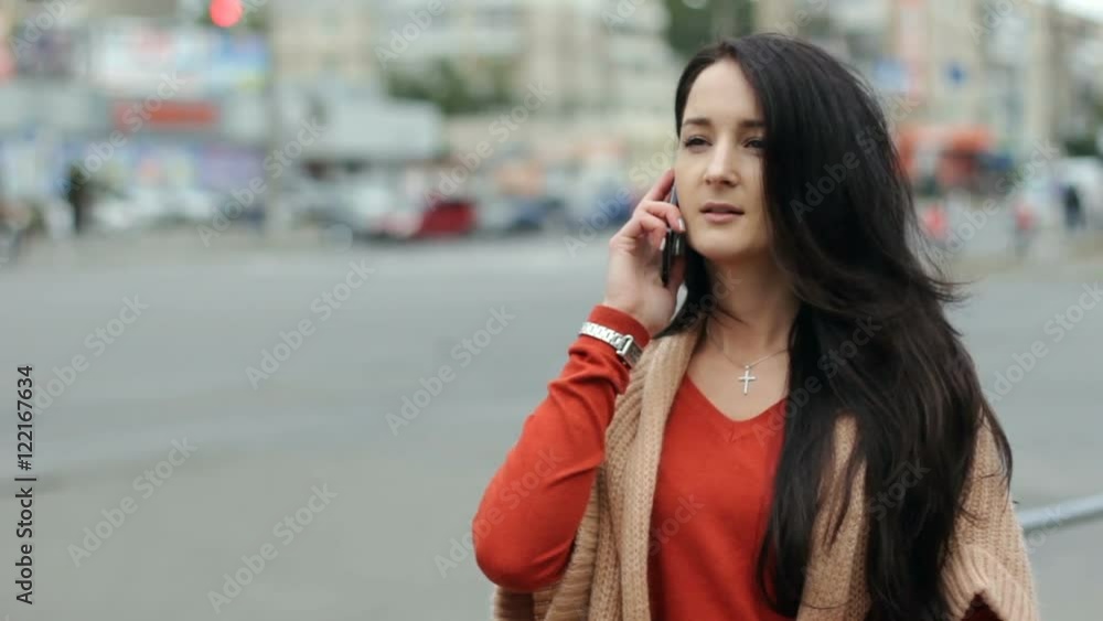 Girl make phone call Girl make phone call