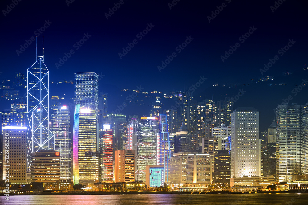 Hong Kong city twilight time.