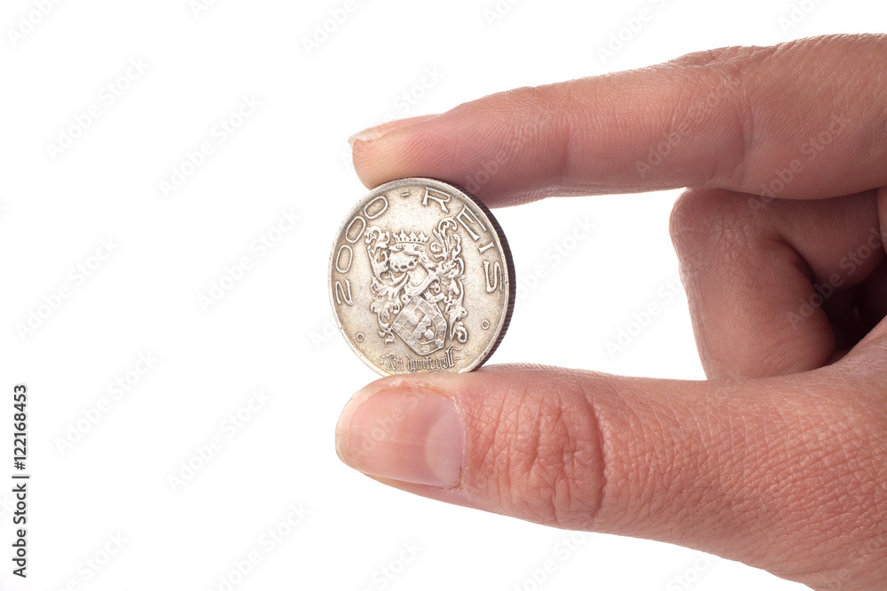 Old coins of Brazil isolated over white background Old coins of Brazil isolated over white background