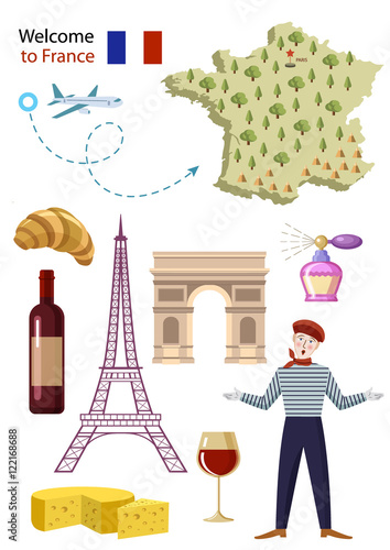 set of elements on the theme of France