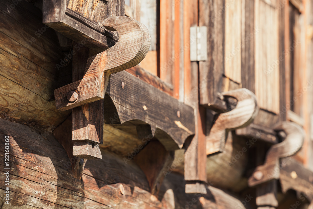 Wooden shutters latch, close up