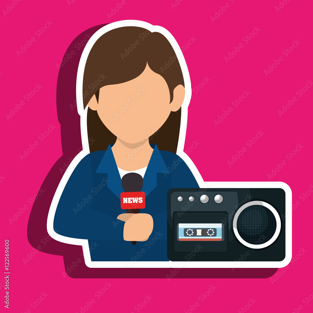 woman voice recorder news vector illustration eps 10 woman voice recorder news vector illustration eps 10