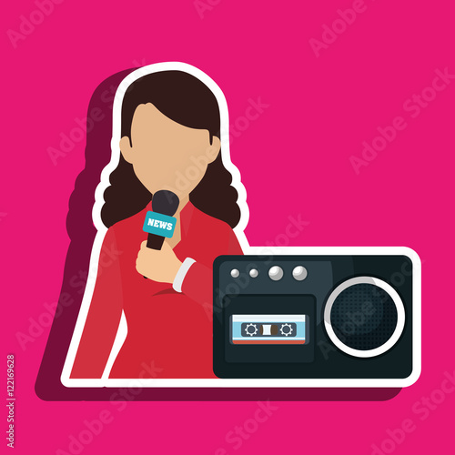 woman voice recorder news vector illustration eps 10