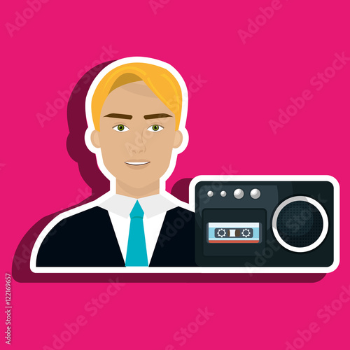 man voice recorder news vector illustration eps 10