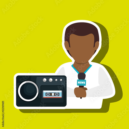 man voice recorder news vector illustration eps 10