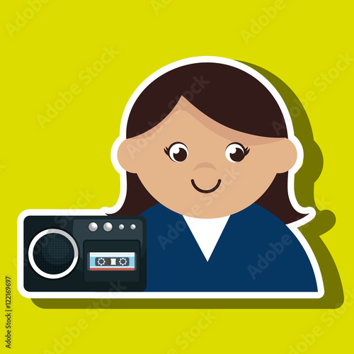 woman voice recorder news vector illustration eps 10