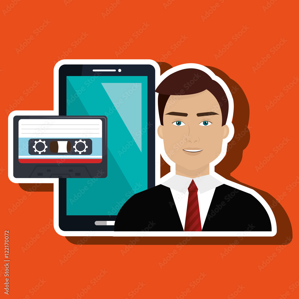man news cassette radio vector illustration eps 10 man news cassette radio vector illustration eps 10