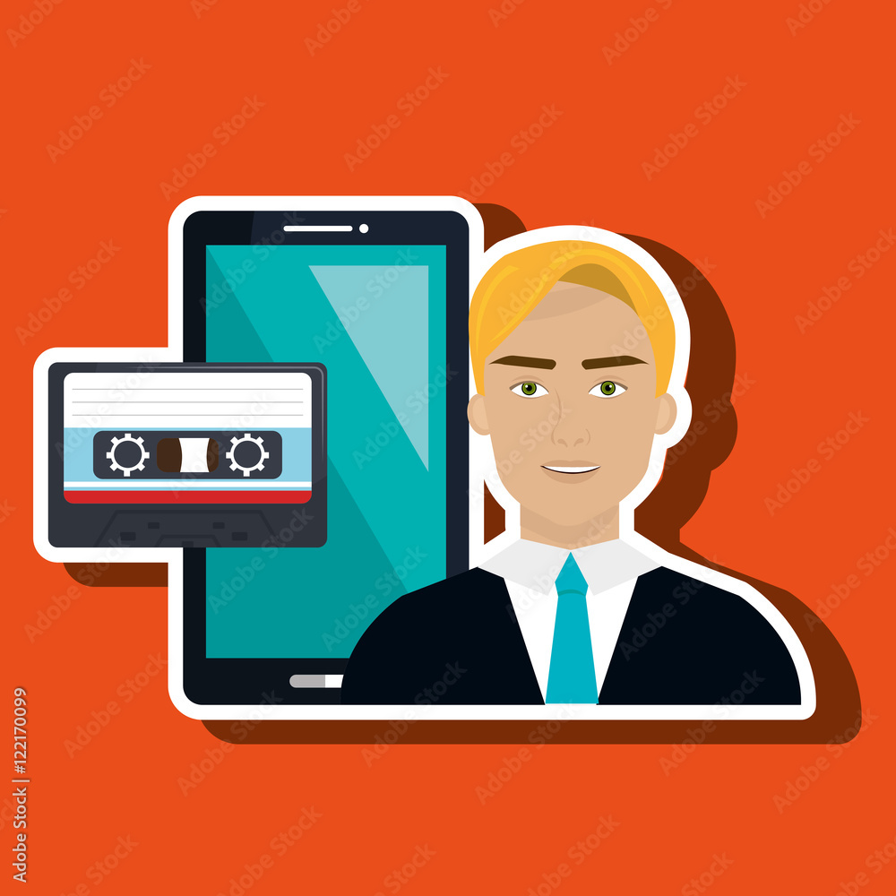 man news cassette radio vector illustration eps 10 man news cassette radio vector illustration eps 10