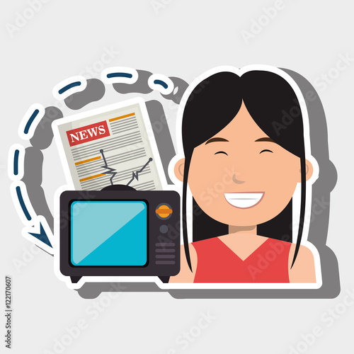 woman tv reportage news vector illustration eps 10