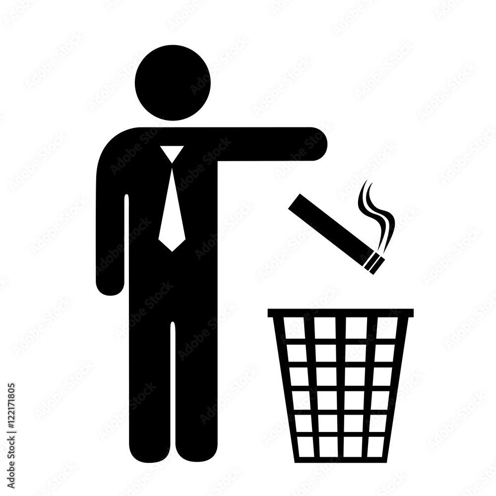 Throw cigarette butt in trash can sign Stock Vector Adobe Stock