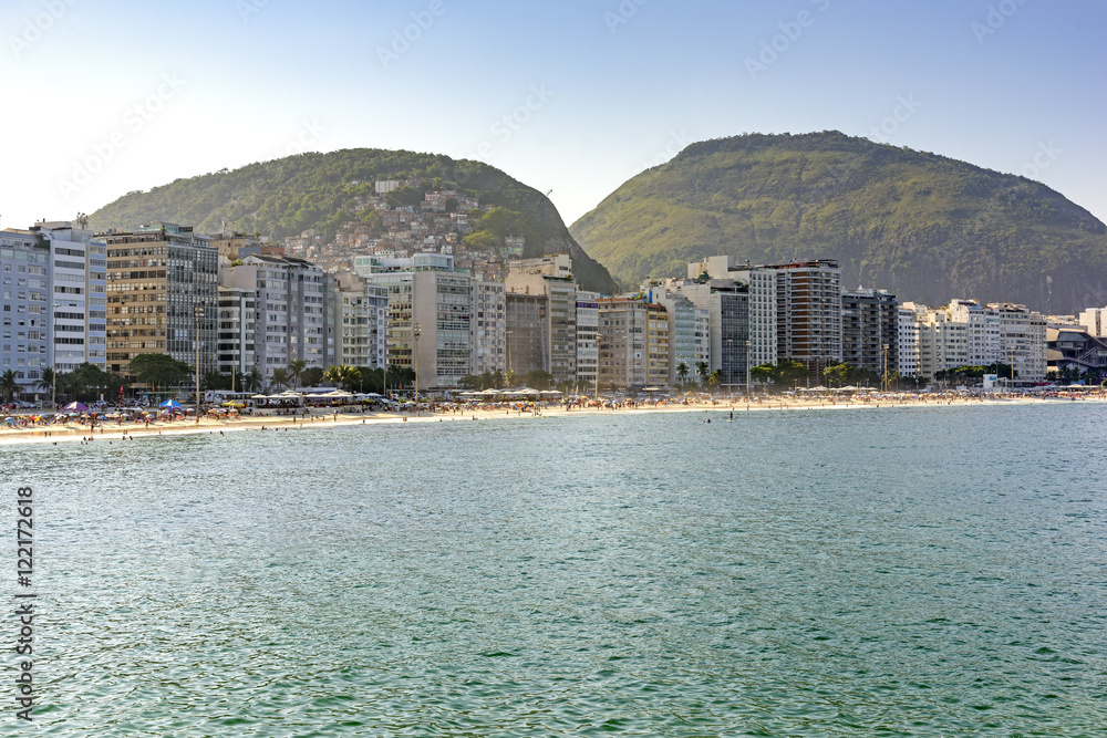 Copacabana beach in Rio de Janeiro with its buildings around 