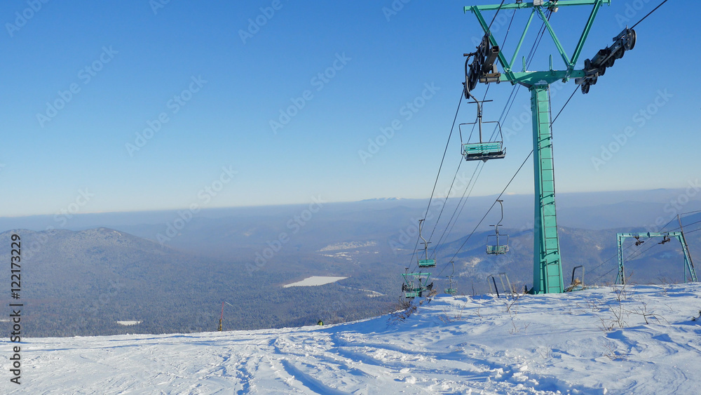 Ski lifts on the bright winter day Ski lifts on the bright winter day