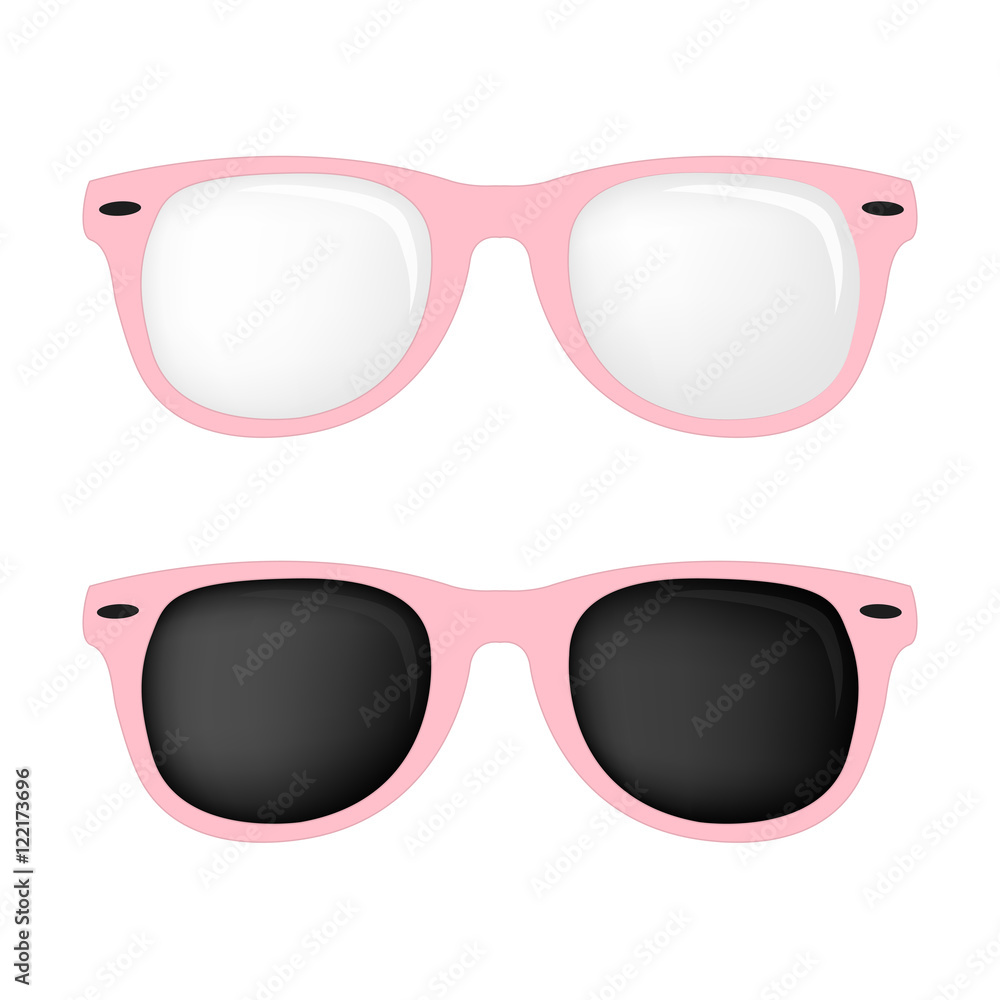 Hipster baby pink glasses and sunglasses vector set Stock Vector