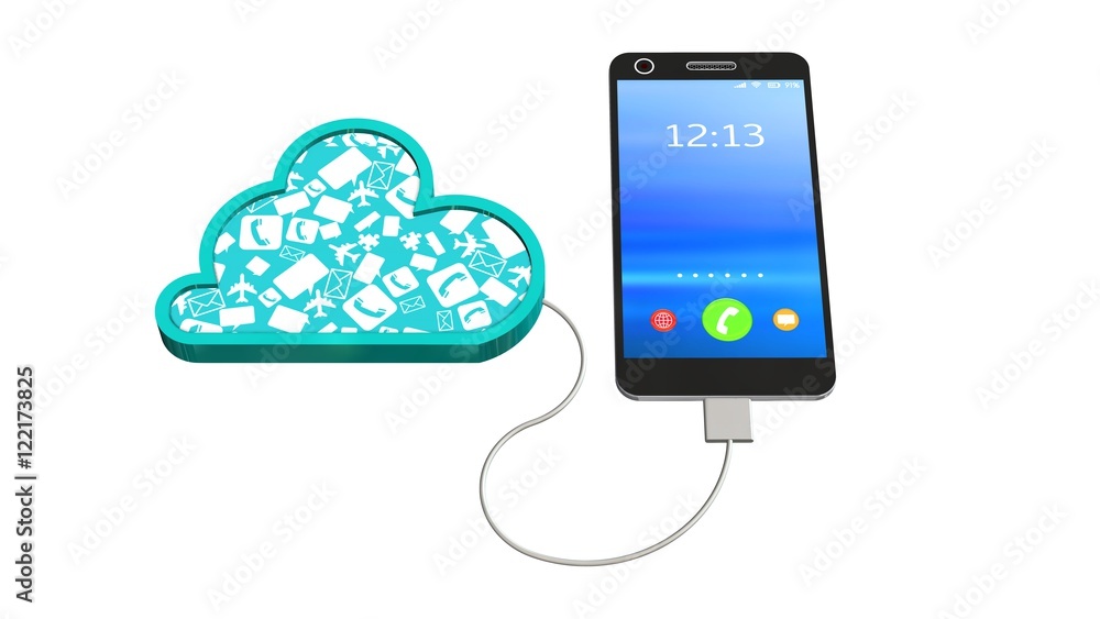 smartphone connected with a cloud - cloud computing concept smartphone connected with a cloud - cloud computing concept