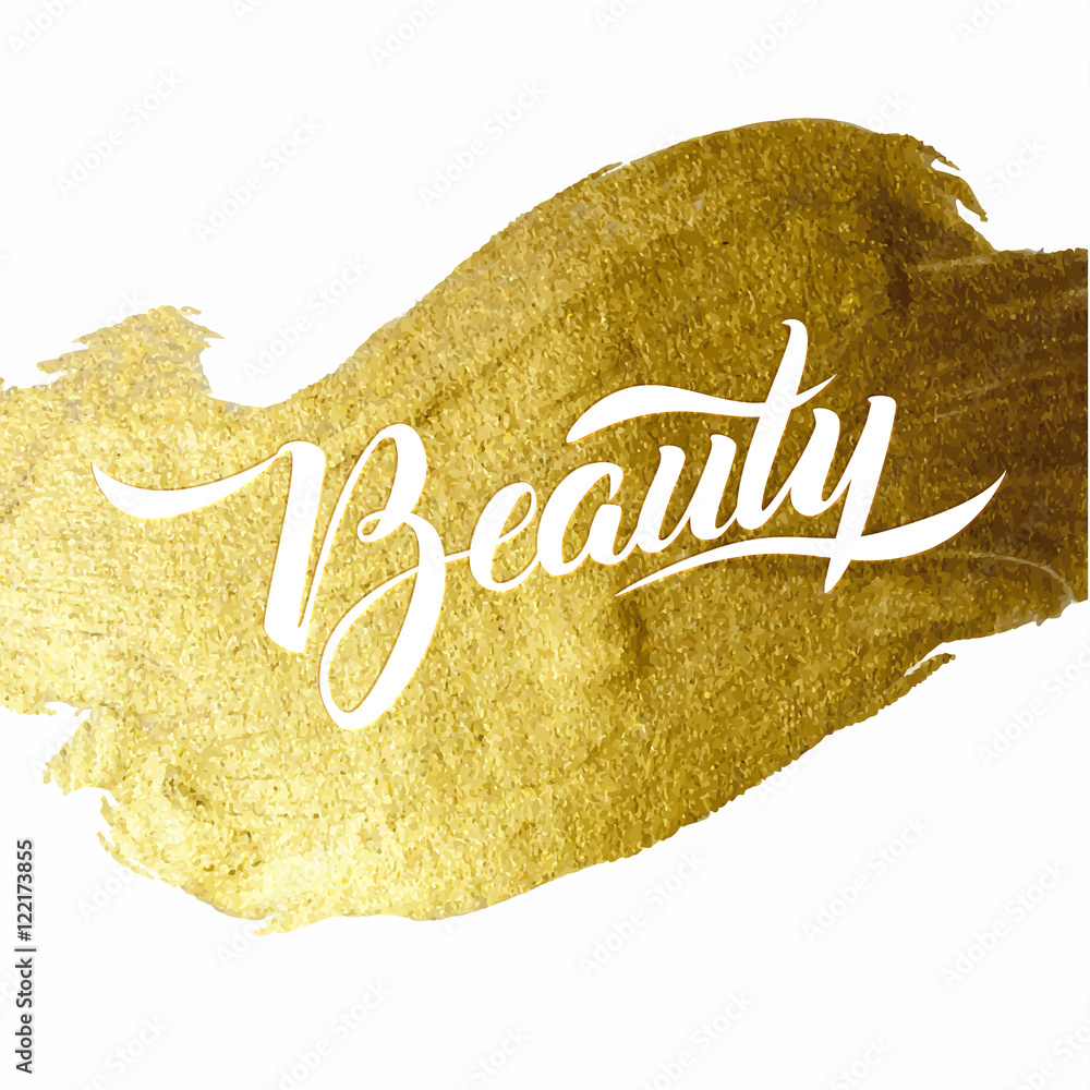 Beauty Gold Foil Lettering Poster. Typographical Vector Background ...
