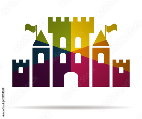 fantasy castle multicolor icon vector