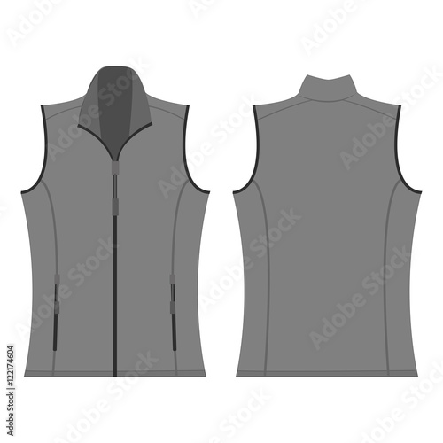grey color autumn fleece vest isolated vector on the white background