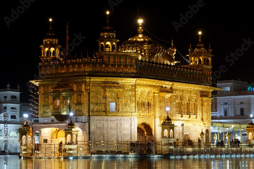 Harmandir Sahib (Golden Temple), Amritsar, India, at night.
