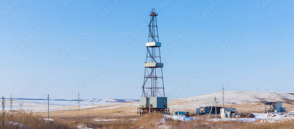 Drilling rig in steppe
