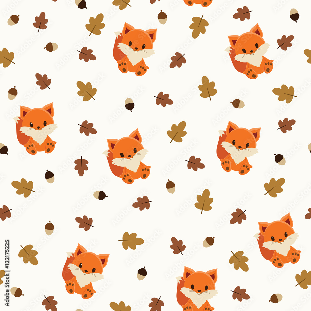 Fototapeta premium Baby fox seamless wallpaper