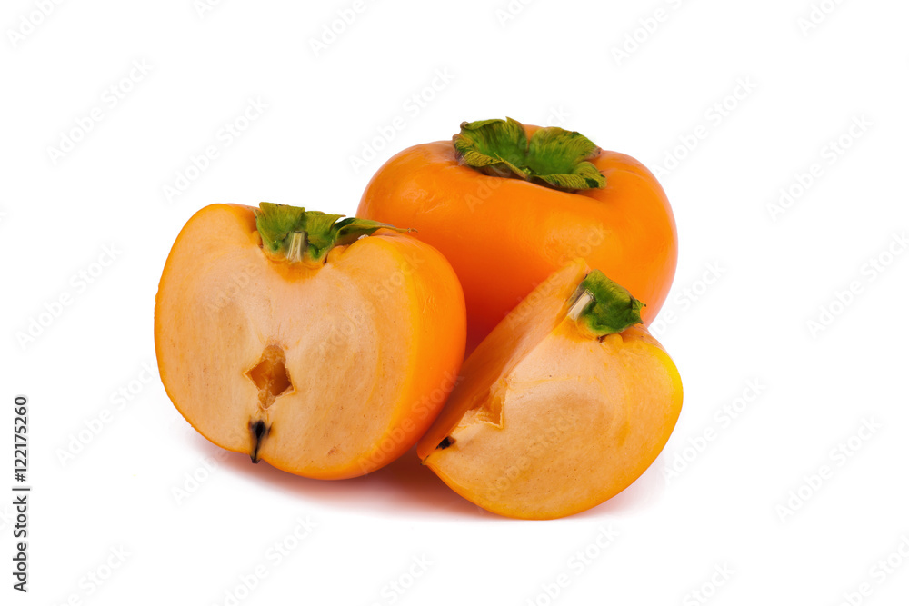 persimmon on white background persimmon on white background