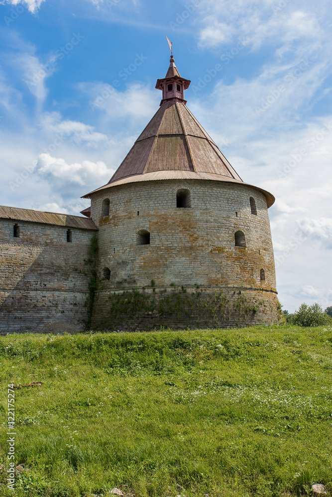 The corner tower of the fortress Shlisselburg, St. Petersburg region, Russia.
 