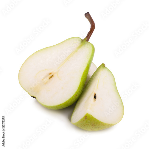green pears over white background