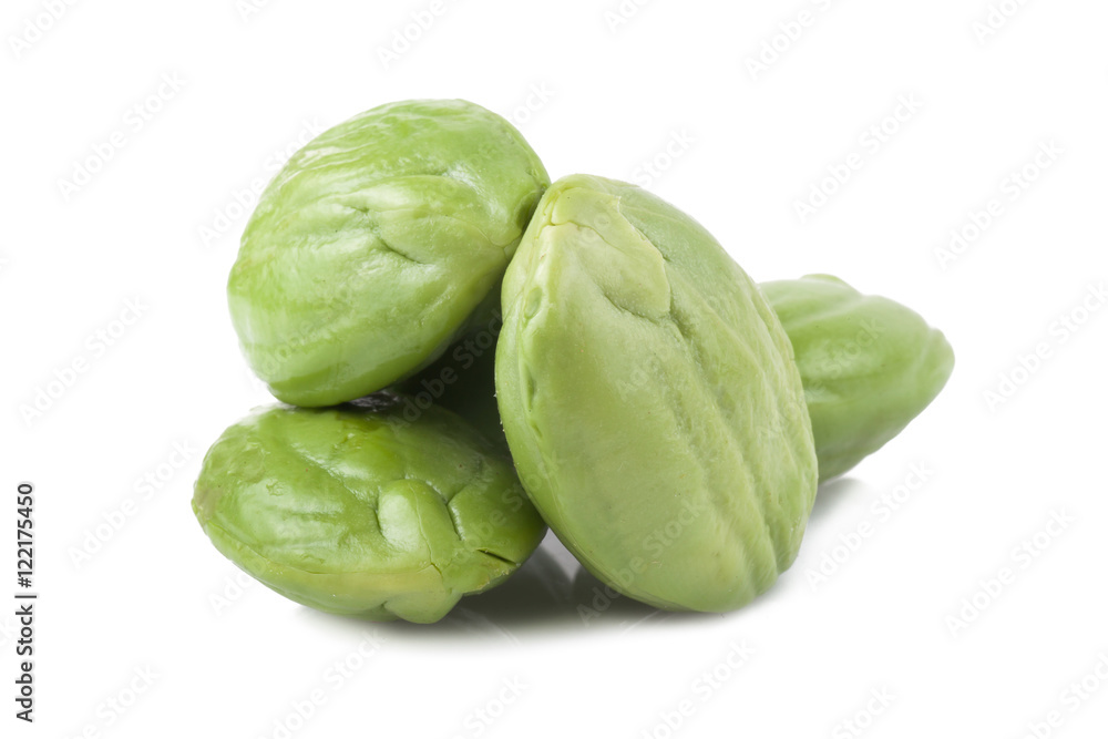 Parkia speciosa seeds or bitter bean on white background Parkia speciosa seeds or bitter bean on white background