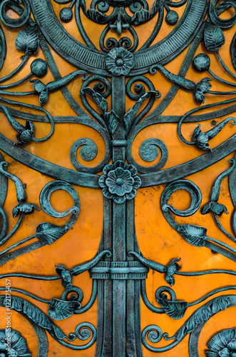 vintage blue wrought iron gate