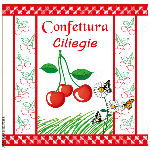 etichetta per marmellata ciliegie