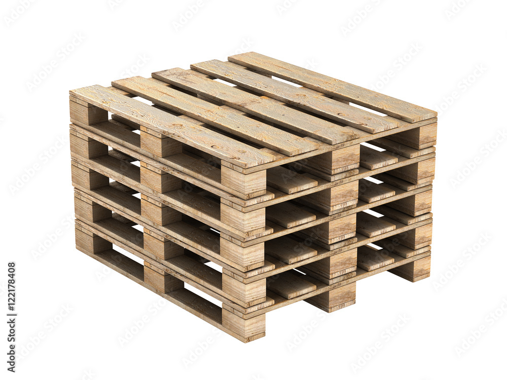 Wooden pallet without shadow on background 3D illustration Wooden pallet without shadow on background 3D illustration