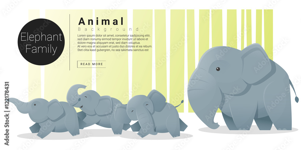 Obraz premium Cute animal family background with Elephants , vector , illustration