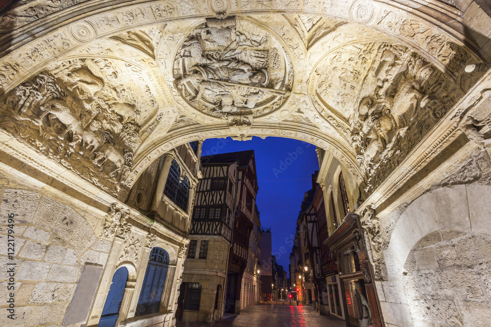 The arch of Great Clock in Rouen