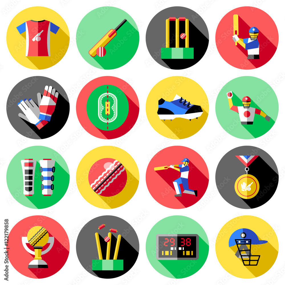 Fototapeta premium Cricket Icon Set 