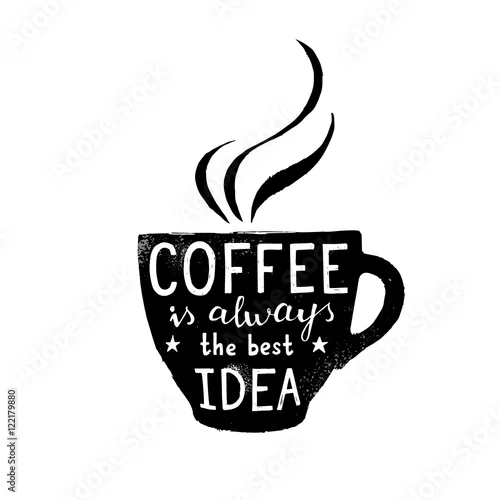 Naklejka na ścianę Ilustracja filiżanka kawy z napisem