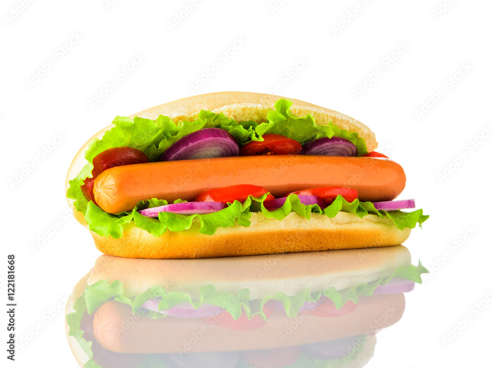 Hot Dog Sandwich on White Background Hot Dog Sandwich on White Background