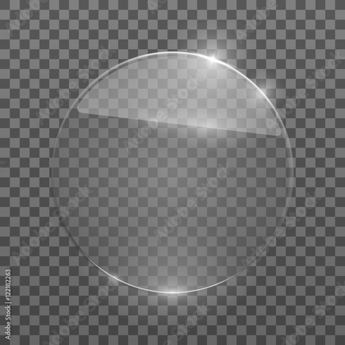 Flat glass circle. Glass plate. Isolated on transparent background. Vector illustration, eps10.